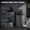 50L Kitchen Bin, Metal Pedal Rubbish Bin with Soft Close and Stay-Open Lid, Removable Inner Bucket, High Gloss Black