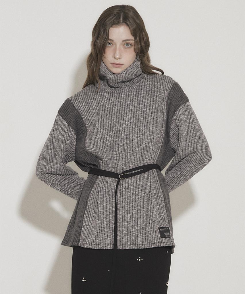 Eoboneoseu Panel Turtleneck Pullover [Grey]