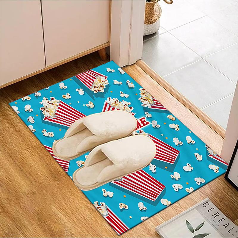 1PC Custom Name Popcorn Party Night Theme Floor Mat Ideal for Living Room, Game Rooms, Office, Bedroom Floor Mat Playful Design