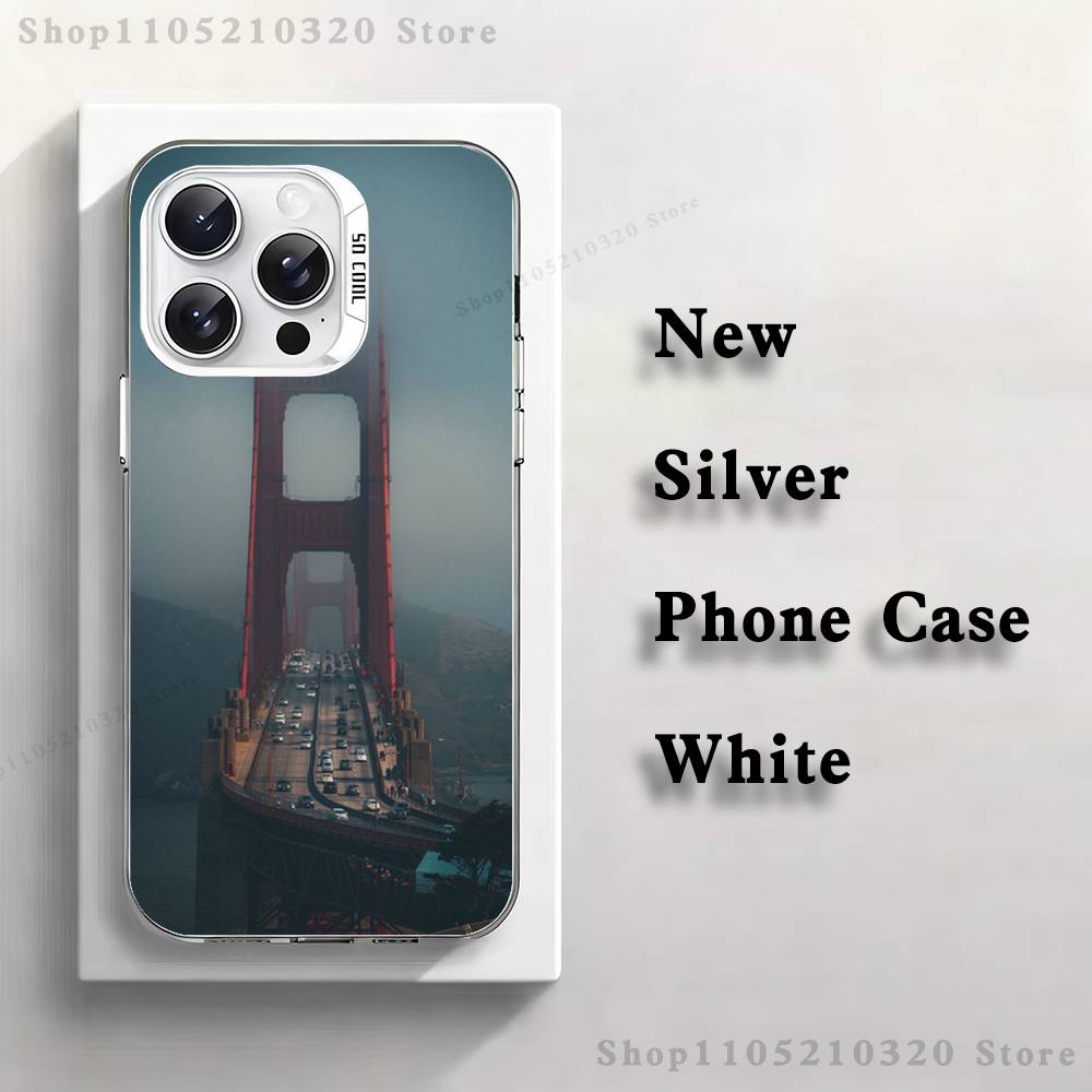 USA Golden Gate Bridge Phone Case For iPhone 17,16,15,14,13,12,11,Pro,XS,Max,Plus,Mini,SE4,E white Matte Shockproof Cover
