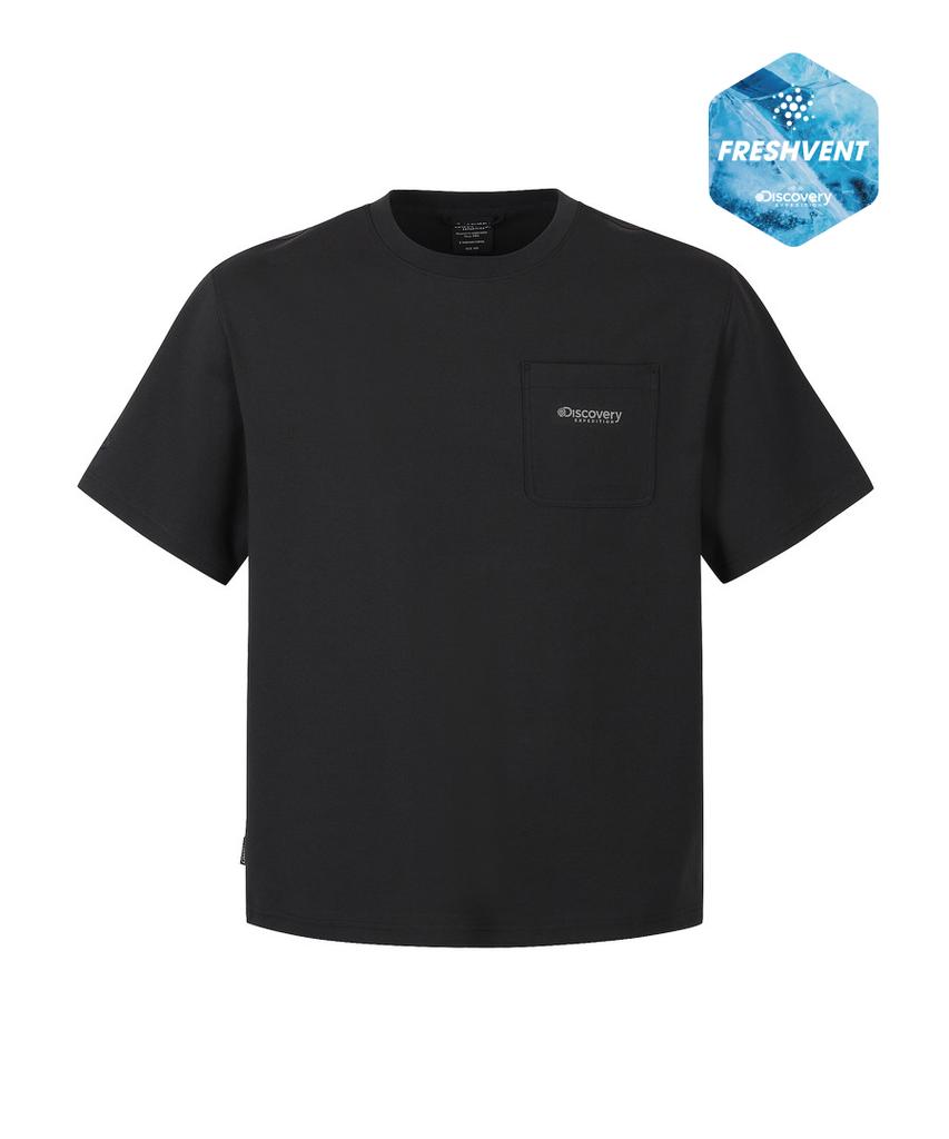 DISCOVERY EXPEDITION Men'S Freshvent Knit Training Pocket Short Sleeve T-Shirt (Black)