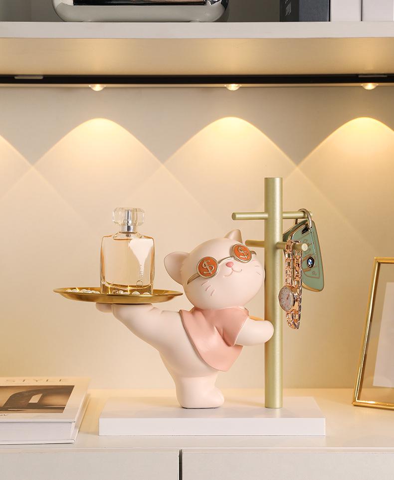 Cat Key Holder Decor – Living Room Tray & New Home Gift