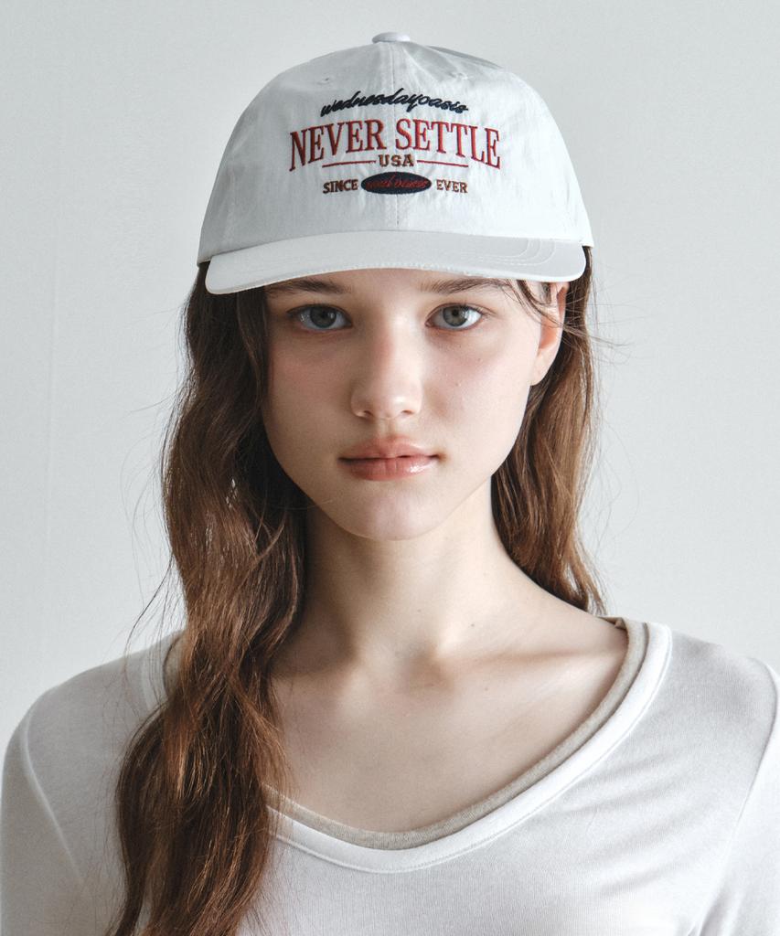 Wednesday Oasis For Woman Never Settle Nylon Ball Cap_White(W26Acc02)