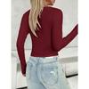 Women's Y2K Temperament Slim Solid Color Long-sleeved Top Tshirt
