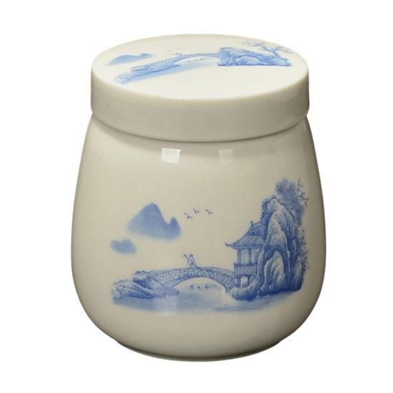 Yousheng Ceramic Tea Caddy with Lid Portable Storage Jar for Loose Leaf Tea Honey Spices Even Cooking Egg Cup Airtight Container for Kitchen