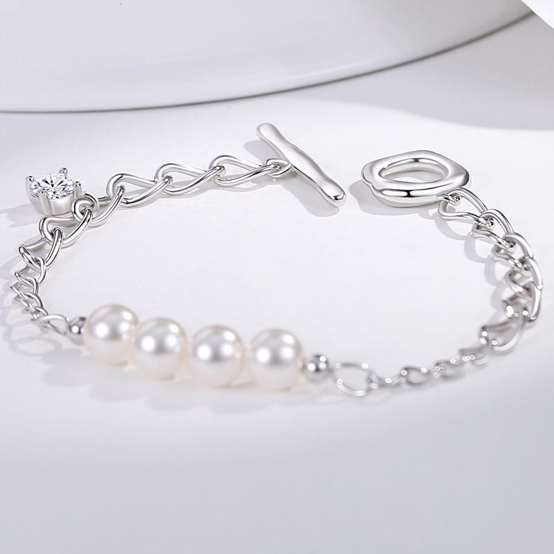 S925 Sølv Glassperler 30 Punkter Moissanitt OT Armbånd for Kvinner Europeisk og Amerikansk Mote Temperamentsarmbånd Sølvsmykker