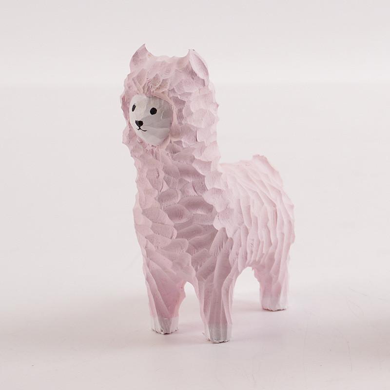 Cute Alpaca Wooden Carving Decor For Home Gift And Birthday Celebration