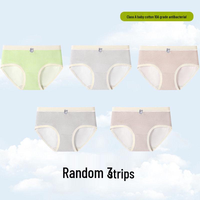 Breathable Seamless Cotton Antibacterial Underwear for Teen Girls - Triangle Design S (25-32.5 kg)