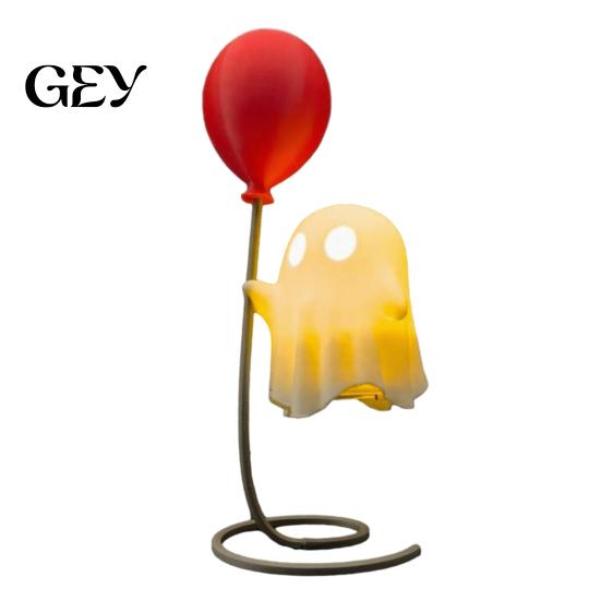 Ghost With Balloon Decoration Cute Figurine with Balloon, Warm LED Night Light, Soft Glowing Lamp Halloween for Bedroom Desk Table Centerpiece
