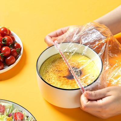100 Stück lebendige Frischhaltefolien – hochwertige PE-Folie, elastischer Schüsseldeckel, Einwegprodukt und sicher, hält Lebensmittel frisch und lecker, perfektes Küchenutensil