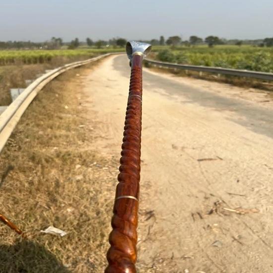 Silver Handle Cobra Head Walking Cane 93.98 cm Rosewood Wooden Stick, Christmas Wedding Travel Father, Mother, Grandfather, Grandmother Gift