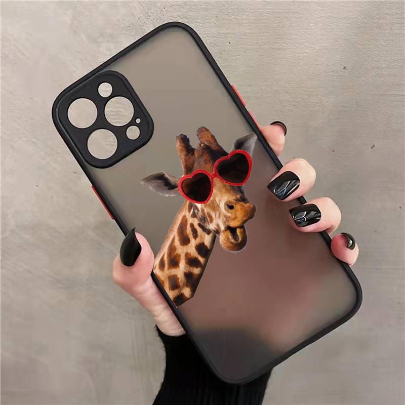 Žirafa zvíře roztomilé a vtipné Pouzdro na telefon matné průhledné Pro iphone 7 8 11 12 13 plus mini x xs xr pro max kryt