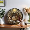 Round Wood Nativity Scene Wall Art Sign, Perfect for Living Room, Bedroom, Cafe Decor, Festive Holiday Decoration, for Door, Wall, Home Farmhouse