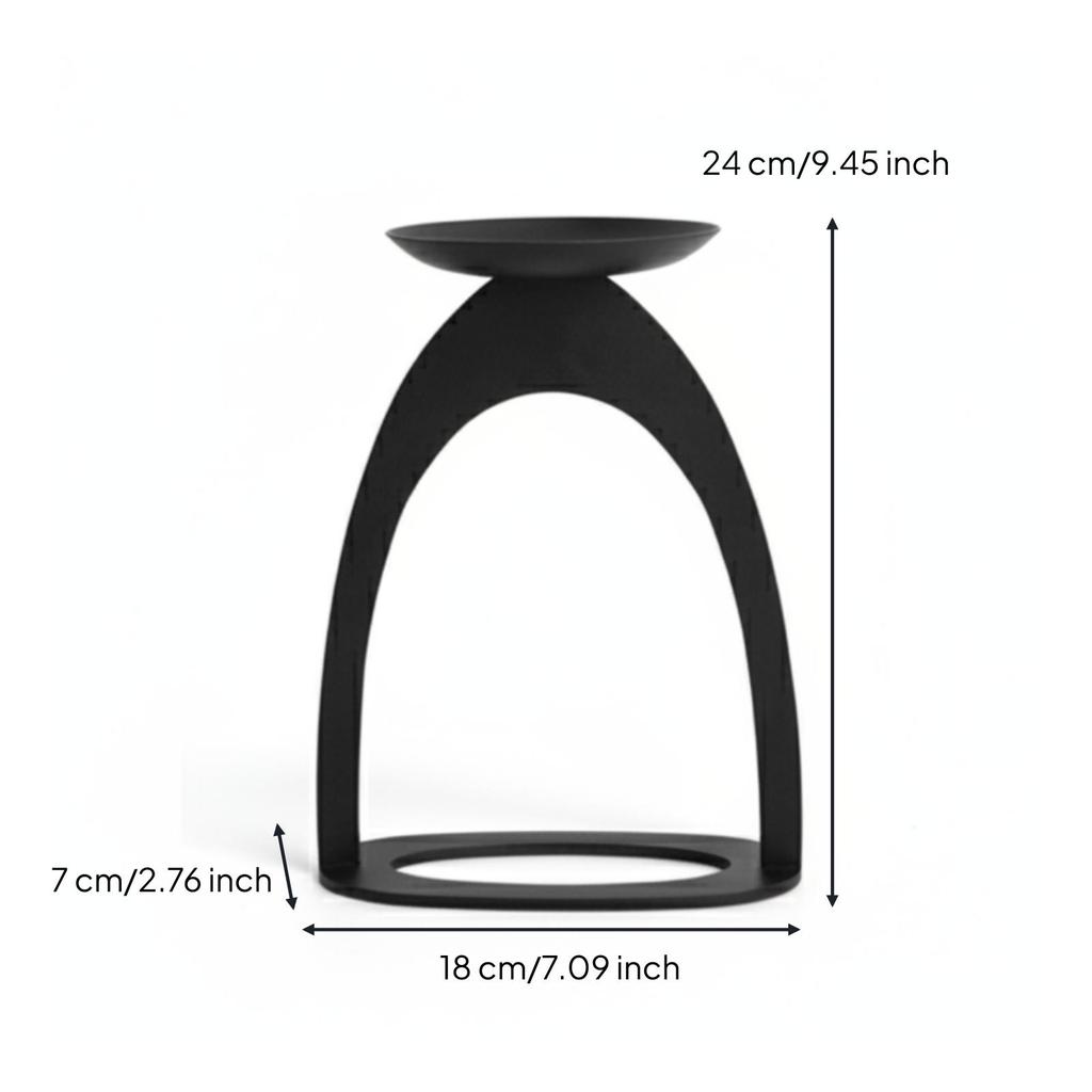 Candle Holder with Arched Frame Matte Black Pillar Sculptural Decor for Living Room,