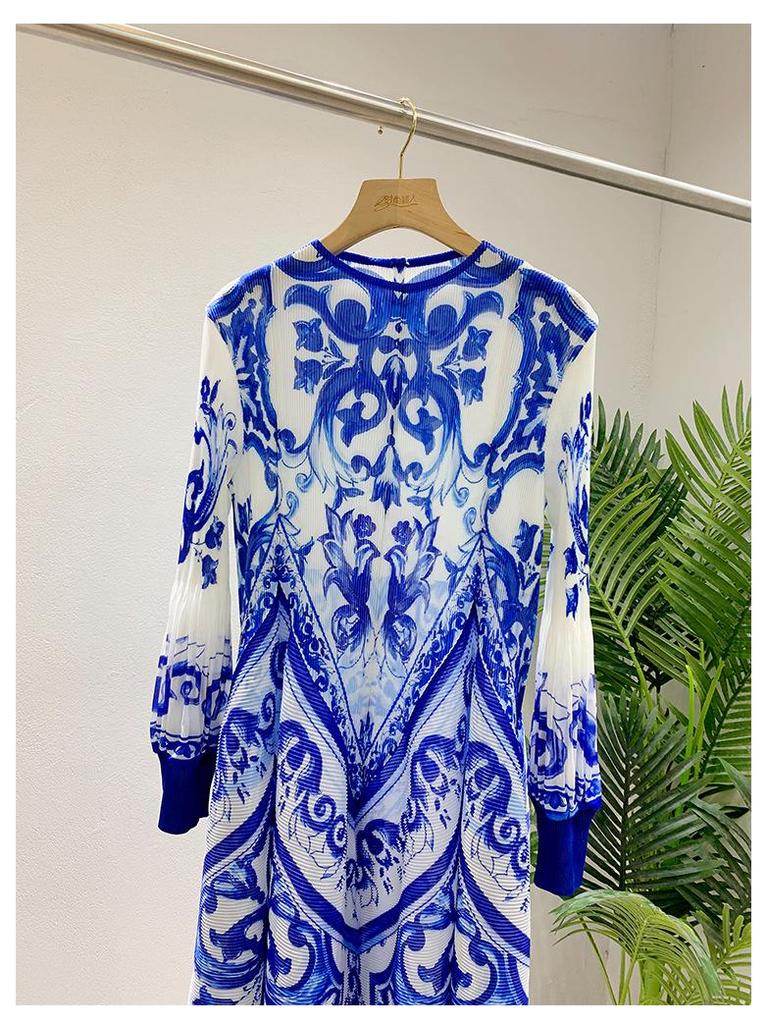 2024 Damen Herbst Laternenärmel Rundhals Langes Muslimisches Kleid - Elegant & Bequem