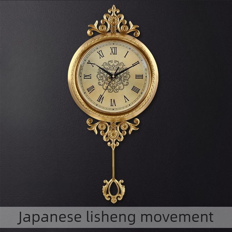 Brass Wall Clock Modern Wall Watch Luxury Aesthetic Large Art Pendulum Clocks Minimalist Silent Elegant Living Room Watches