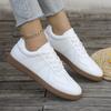 Ladies' Casual White Sports Shoes - Lace Up, Low Cut, Breathable Fabric, Comfortable All Year Round
