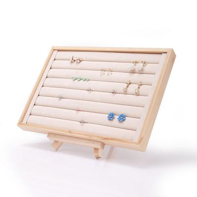 1 STÜCK Schlichtes Holz Mehrfarbiges Ringtablett Ohrring Schmuck Aufbewahrung Display Tablett Ring- und Ohrring-Displaytablett