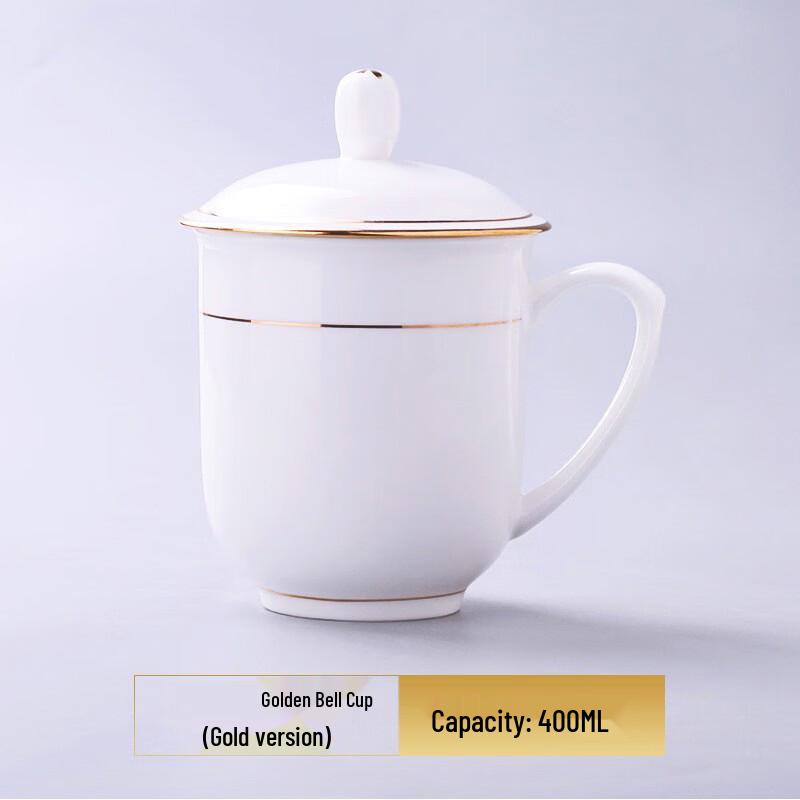 Chengjue Gold Rim Ceramic Mug with Lid