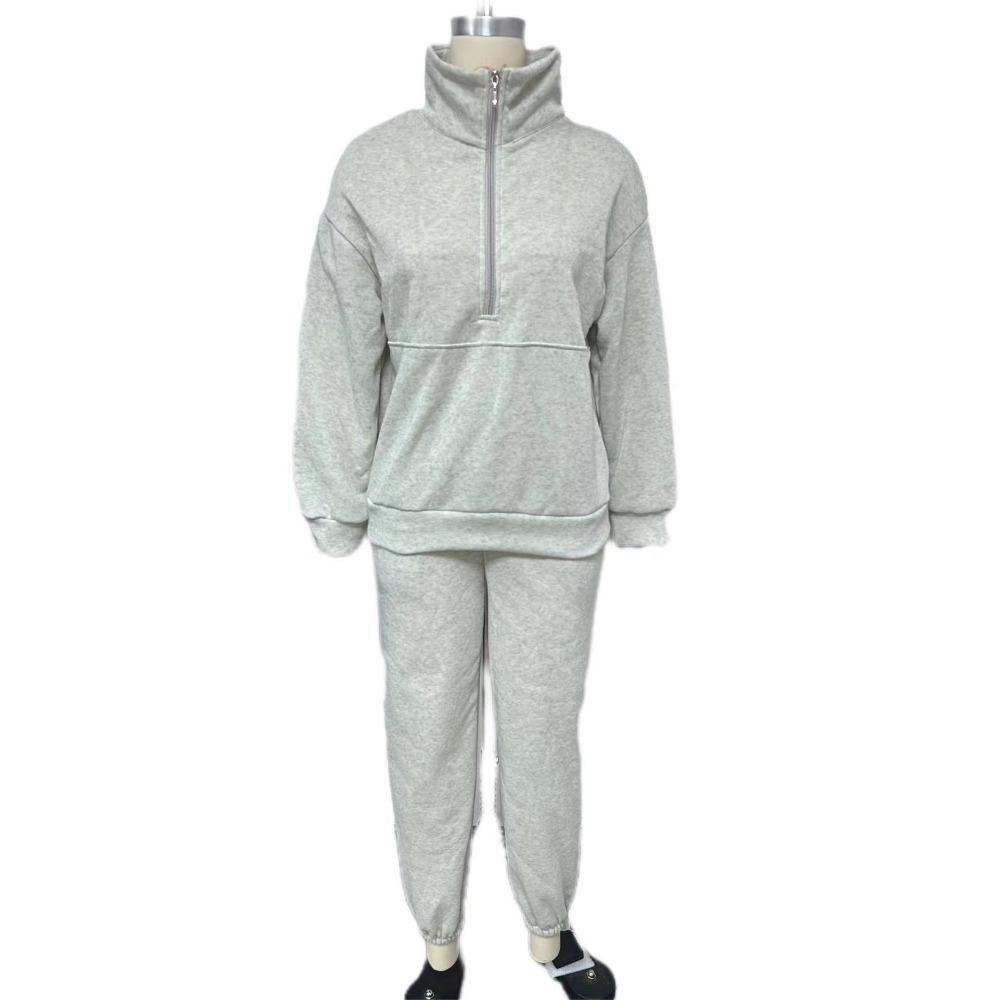 European Women's New Fashion Casual and Comfortable Thick Long-sleeved Pullover and Pants Set