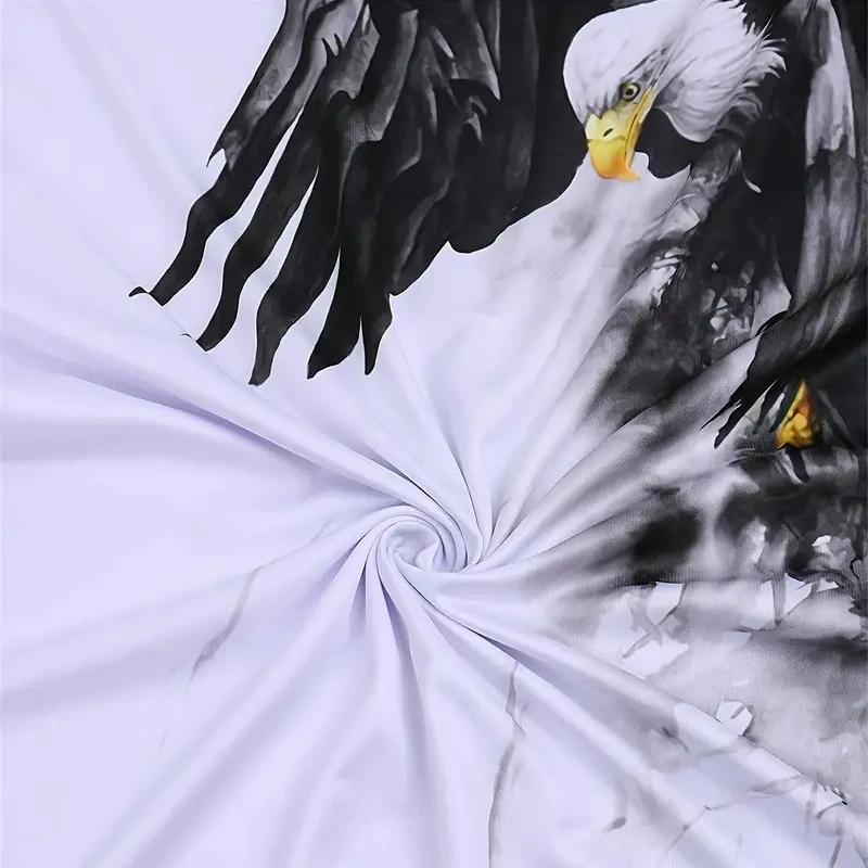 Retro T-Shirt for Men Eagle 3d Print Short Sleeve Tees Summer Casual Quick Dry Loose Oversized T-Shirt Men Streetwear Clothing