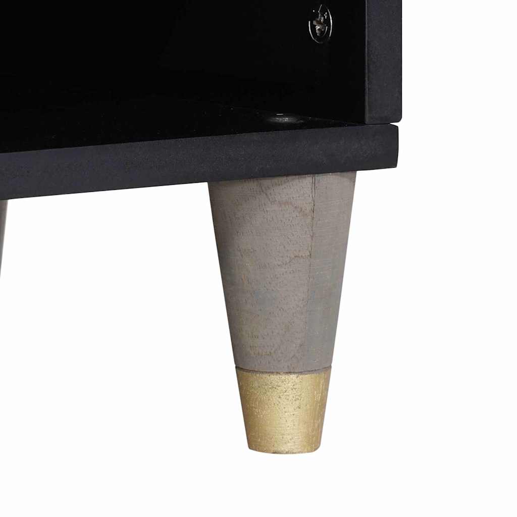TV Stand with Shelf Gray 100 x 33 x 46 cm Solid Mango Wood