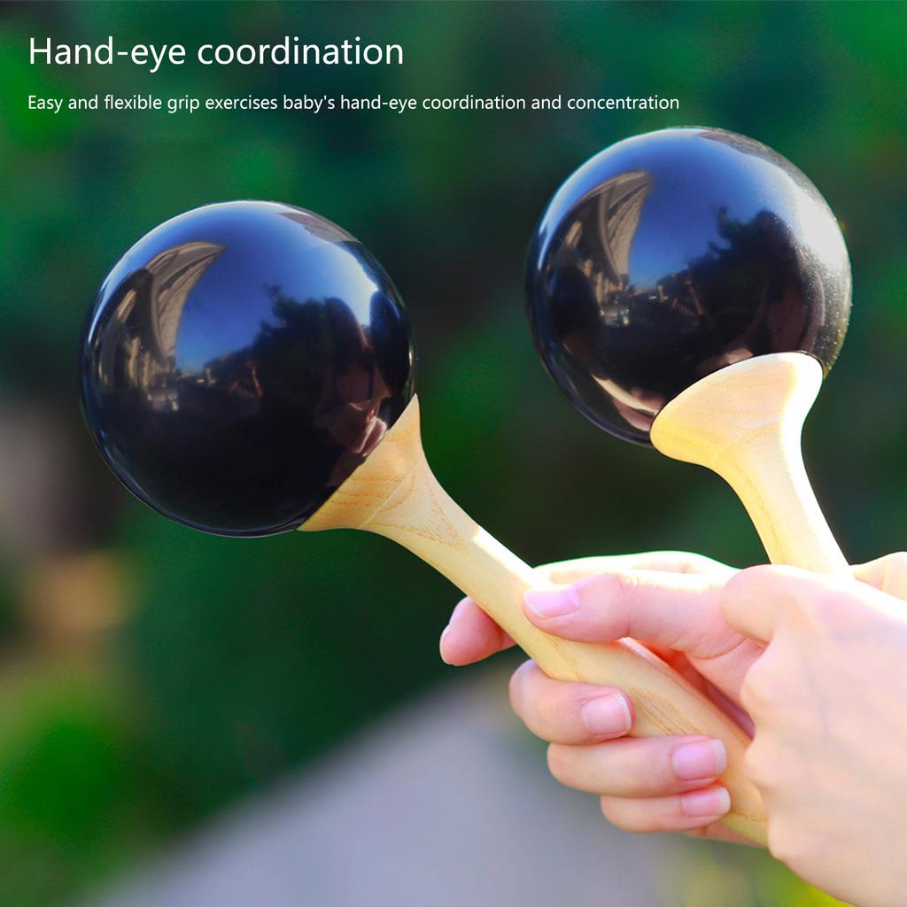 Wooden Sand Hammer Shaker Hand Rattle Percussion Musical Instrument Maracas Orff Percussion Toy for Children and Kids