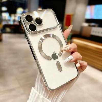 Fashion Plating Magnetic Soft Phone Case Case For iPhone 17 16 15 14 Plus 13 12 11 Pro Max Camera Protection Cover For Magsafe