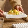 White Double-layer Ceramic Dinner Plate Irregular Texture Dessert Plate Dim Sum Plate Sushi Dish Restaurant Specialty Tableware