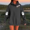 Women's Solid Color Long Sleeve Casual Halloween Print Pullover Hooded Sweatshirt