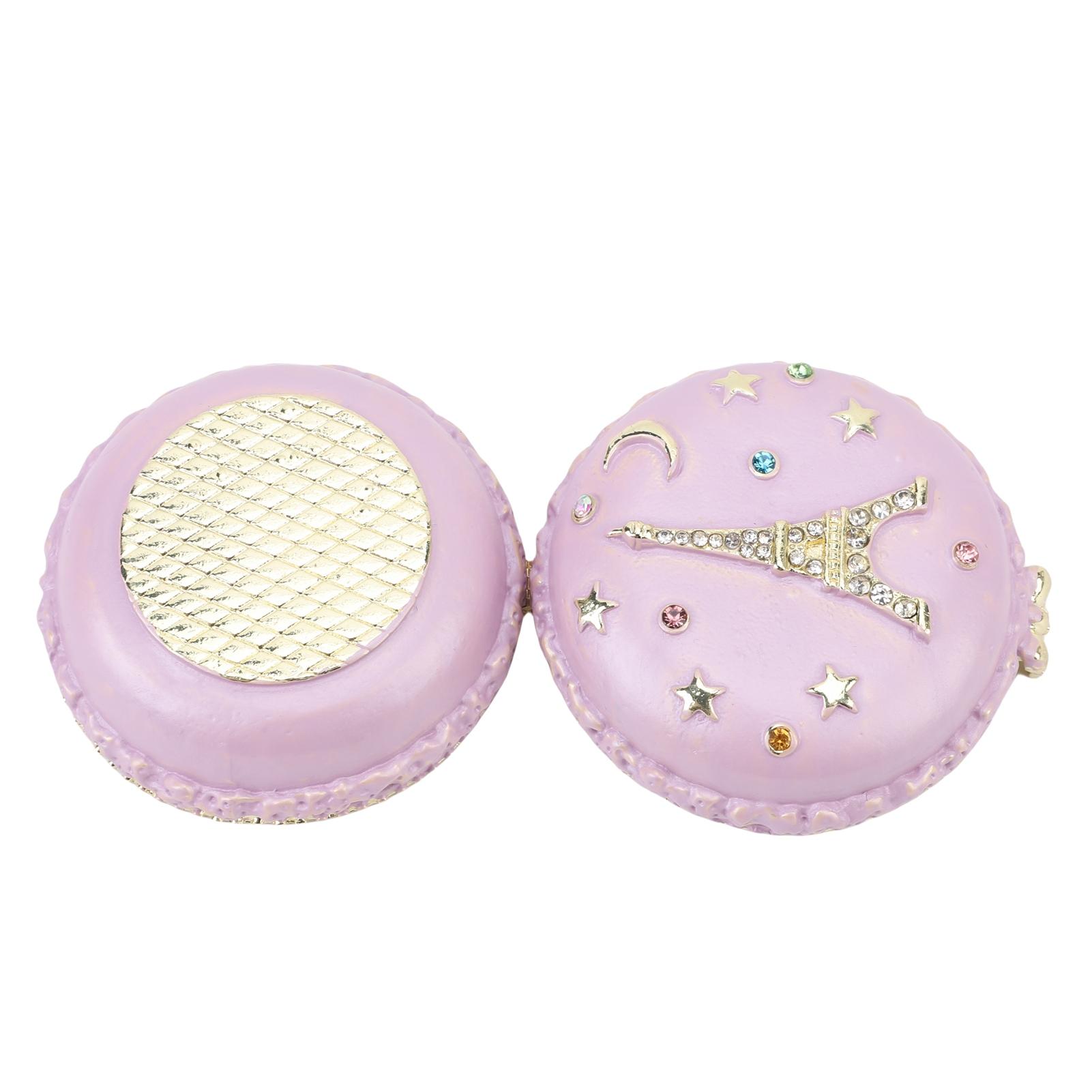 

Enamel Macaron Trinket Box Exquisite Lovely Women Girl Metal Hinged Jewelry With Rhinestones for Necklace Ear s
