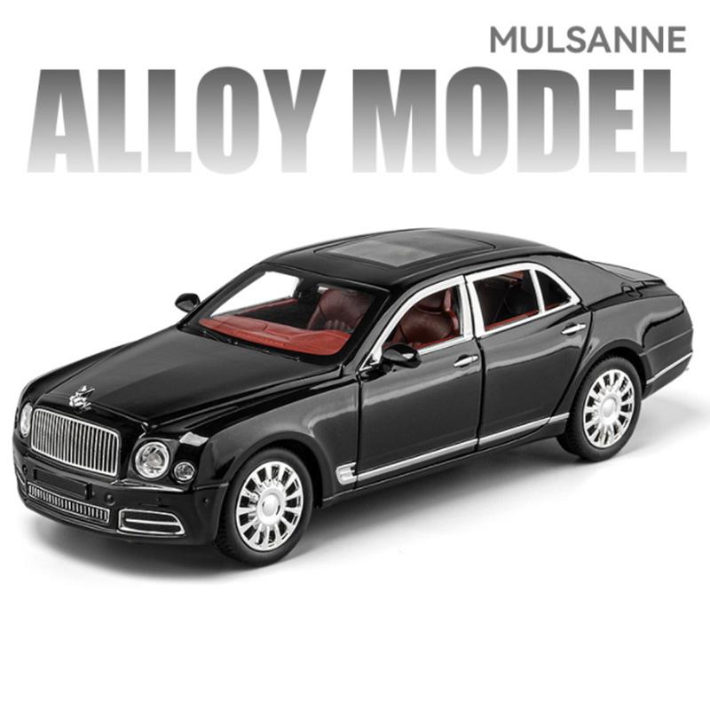 1:24 Mulsanne Leichtmetall-Limousine Automodell Druckguss Metall Klassische Luxusfahrzeuge Automodell Simulation Ton und Licht Sammlung Geschenk