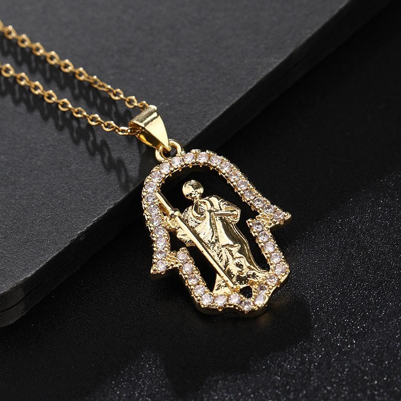 European and American Fashion Micro inlaid Color Zircon Pendant Women's Jewelry Virgin Mary Necklace