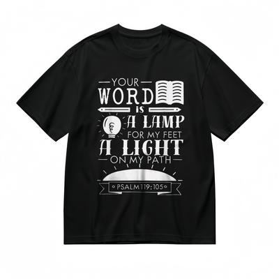 T-shirt da uomo con grafica di illuminazione di Scritture Unisex Nera 100% Cotone Top