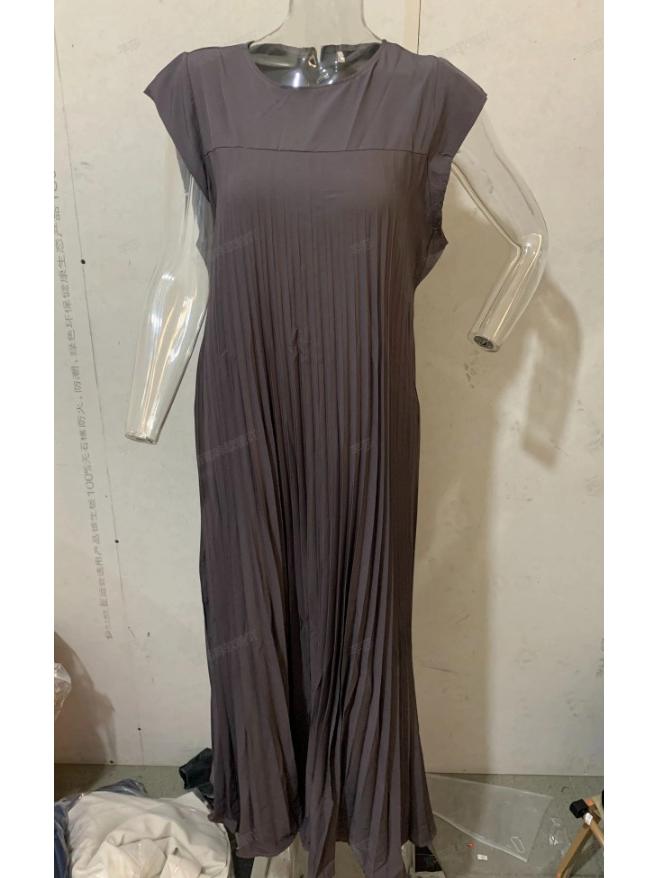 2023 Podzim/Zima Evropská a Americká Móda Kulatý Výstřih Bez Rukávů Plisované Šaty pro Ženy