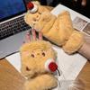 Cute cake bear half finger flip plush gloves women's season plush thickened warm student writing
