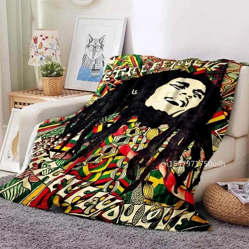 Bob Marley Album Blanket Reggae Music Jamaican Style Soft Flannel Blanket Portable Home Travel Sofa Blanket