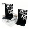 Cave Design Bookend 2PCS Metal Bookends, L-Shaped Reinforced Support Book Holder, with Non-Slip Non-slip Pads, Hollow Floral for Bookshelves