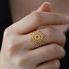 Fashion Personality Multi-layer Hollowed Floral Adjustable Opening Stainless Steel Rings for Women Party No Fade Jewelry Gifts