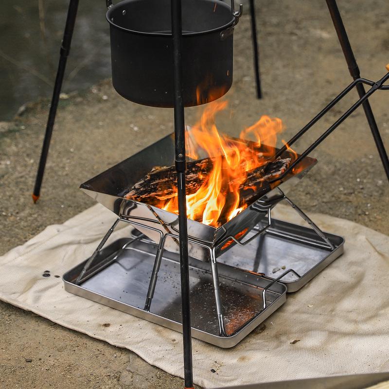 Portable Outdoor Stainless Steel BBQ Charcoal Grill for 2-5 People, Folding Grill Rack