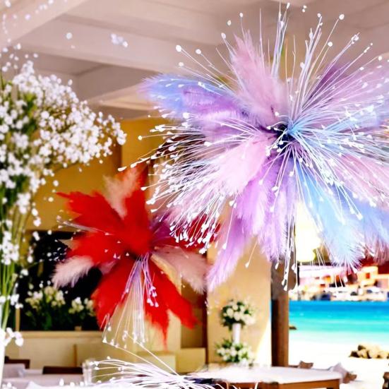 Yousheng Colorful Faux Pampas Grass Fluffy Artificial Bulrush Fake Tall Reed Stems Vase Filler for Living Room Wedding Boho Floral