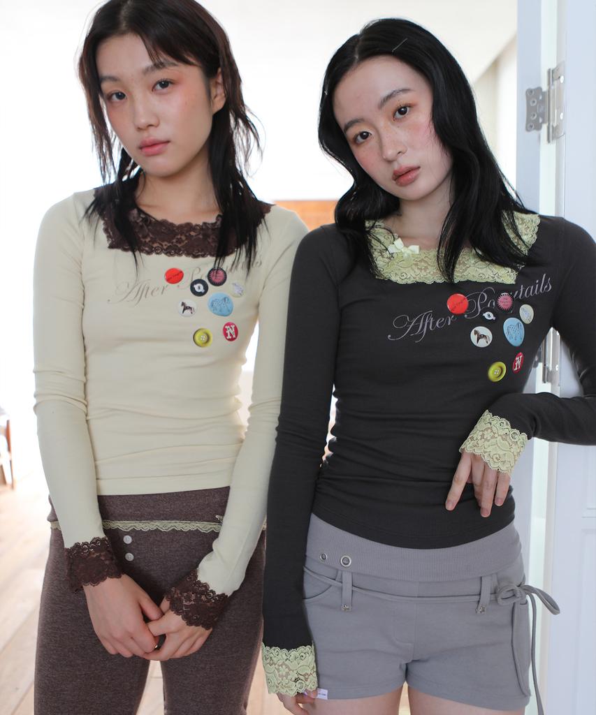 NOFFICIALNOFFICE Wide Lace Square Neck Top Sand Yellow