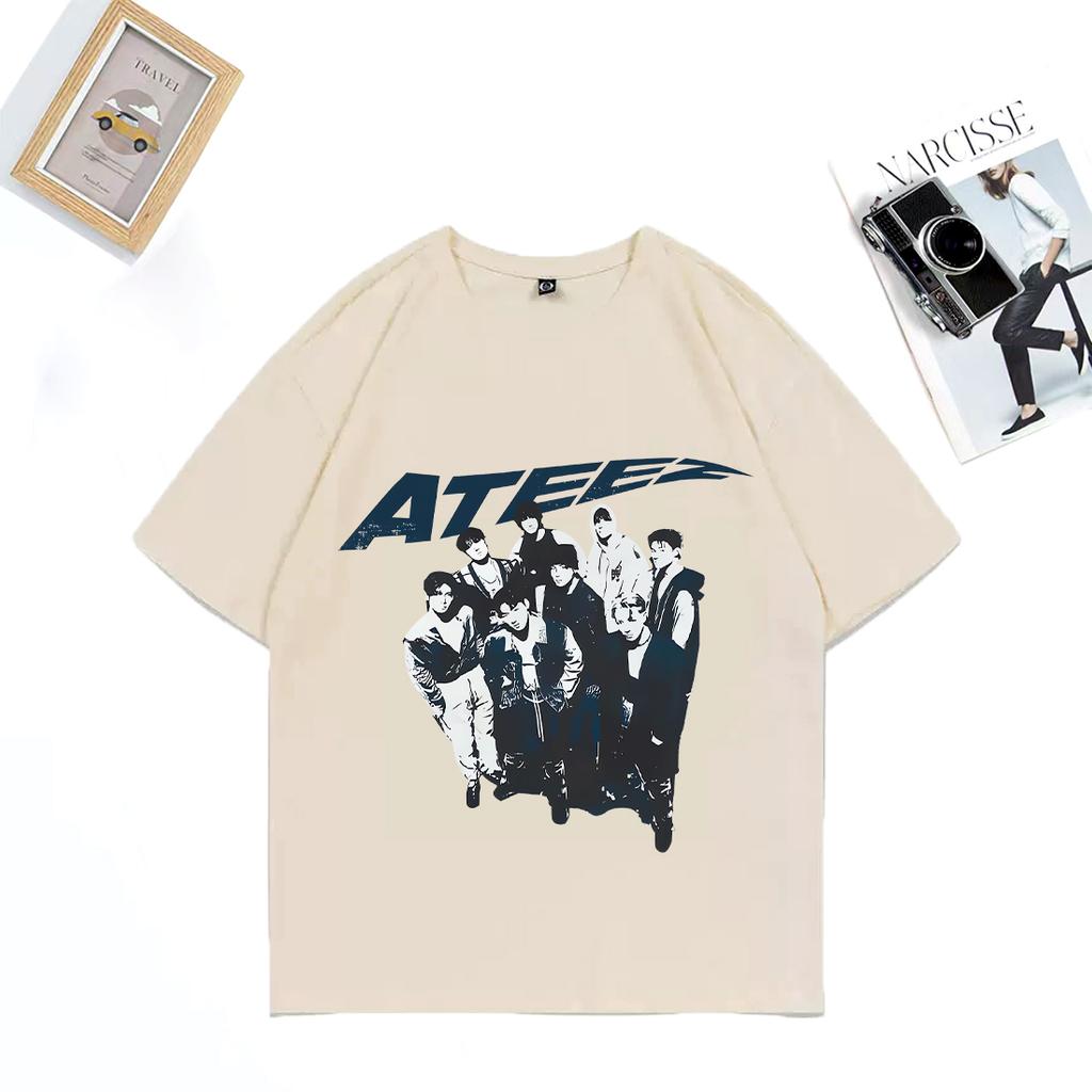 Retro Ateez 2025 World Tour In Fantasy Vintage T Shirt Unisex WOMEN Fashion Oversized 100 Cotton Tshirts Short Sleeve Unisex Tees