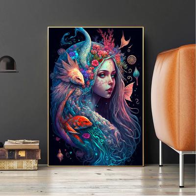 Pesce Fata Fai da Te 5D Diamante Pittura Fantasia Sirena Diamante Pieno Ricamo Anime Bellezza Diamante Mosaico Kit Decorazione Parete Casa