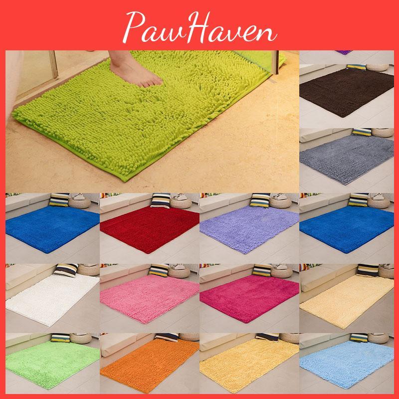 Shaggy Long Microfiber Non Slip Absorbent Bath Mat Bathroom Shower Carpet Rugs