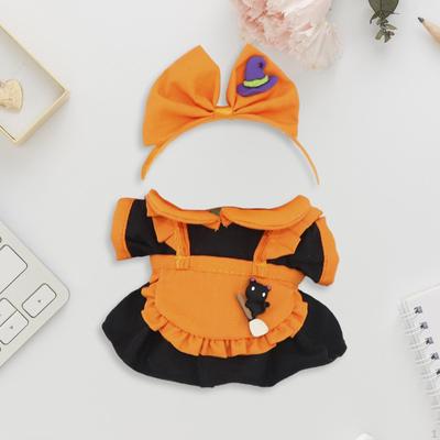 3Pcs Dolls Maid Dress with Apron Headband Miniature Clothes Accs Handmade Clothing for 15cm