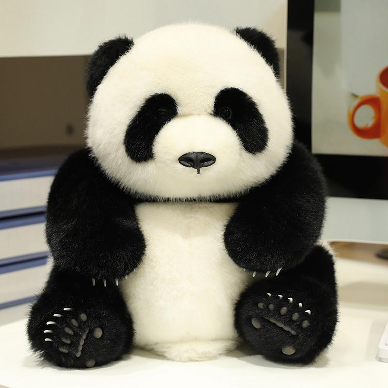Peluche Panda Chinois Assis Couché Animal de Zoo Peluche Peluche Compagnon de Sommeil Cadeau d'Anniversaire 20cm doll
