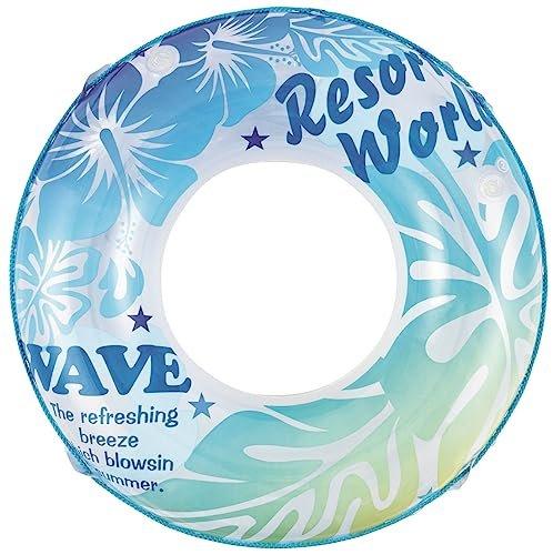 Livlight Tokyo Rosoku Inflatable Swim Ring 100cm Clear Rainbow Hibiscus ST Mark Approved Float