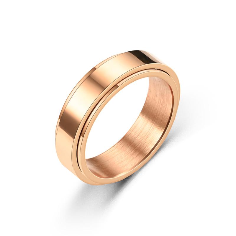 Simple Stainless Steel Spinning Rotating Mood Ring for Men Women Black White Anxiety Fidget Spinner Rings Anti Stress Jewelry
