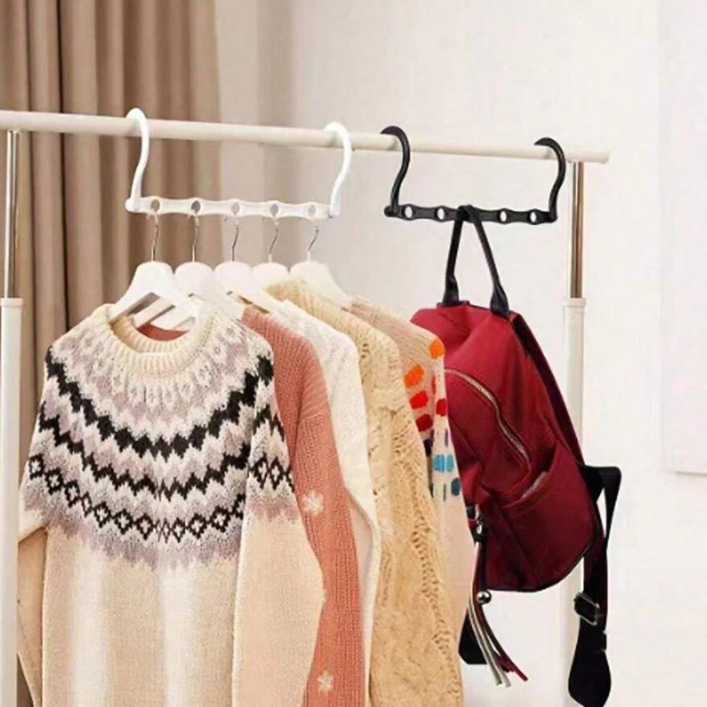 1pc Foldable Rotating Magic Plastic Hanger Saves Space Wardrobe Hanger Windproof Hanger Multi Hole Durable (Color Random)